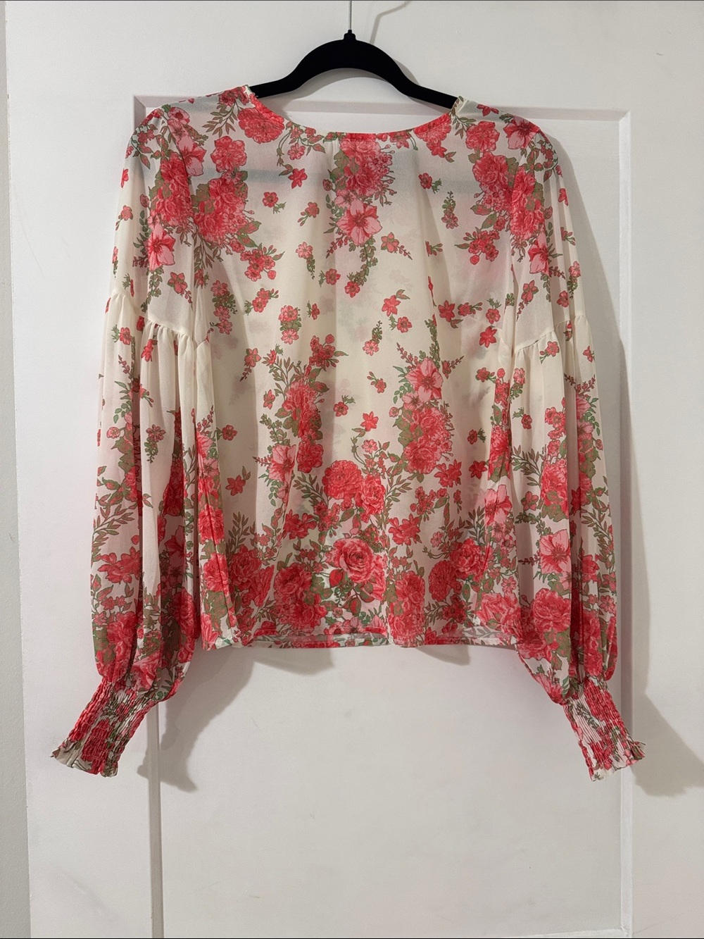 Vici Sheer Floral Blouse in Pink and Cream